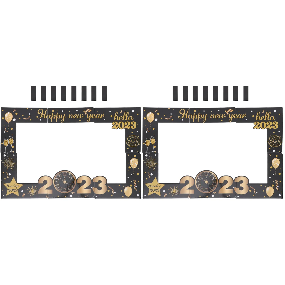 

2pcs New Year Photo Frame Hand-held Photo Prop 2023 New Year Photography Accessory