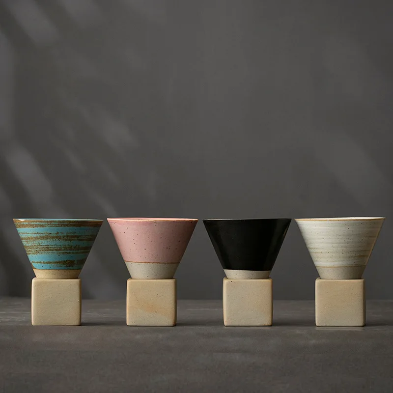 

Ceramic Concentrated Coffee Cup Creative Handmade Drawing Glaze Tea Cup with Base Water Cup
