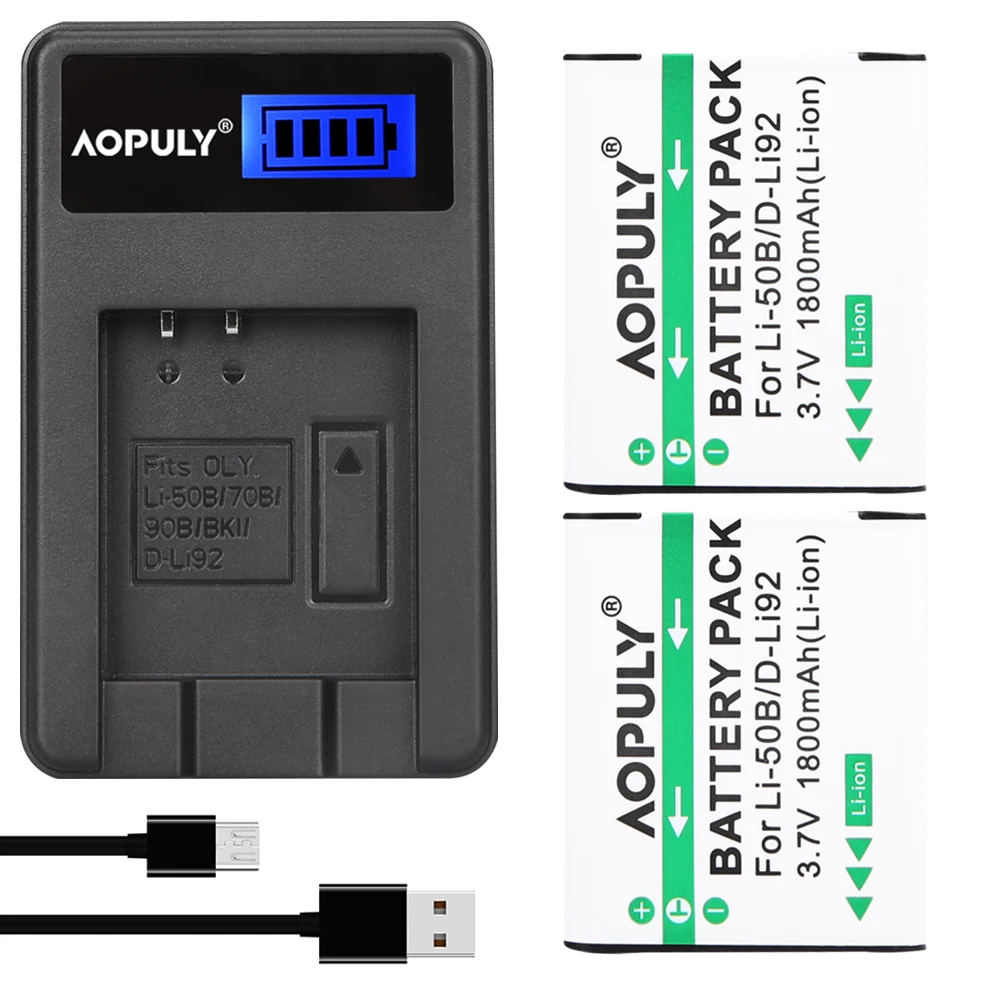 

AOPULY 2pcs Li-50B Li50B Li50B Battery + LCD USB Charger For Olympus Mju 1020 SP-800UZ Stylus 1010 u 1010 1020 Ricoh CX3 CX4