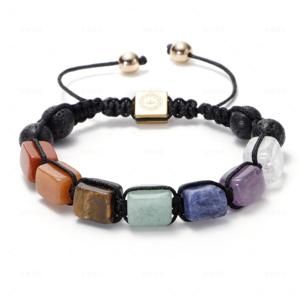 

Hot Selling Natural Volcanic Stone White Crystal Bracelet for Men and Women Fashion Hand Woven Rectangular Agate