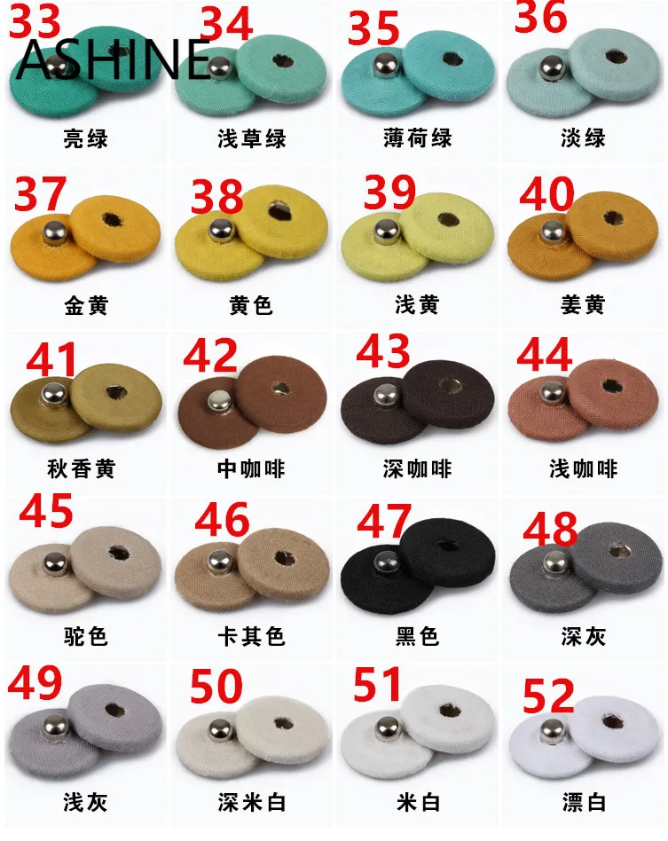 

50 Set Metal Fabric Cover Snap Button Fastener Spring Press Studs Button Popper Sewing On Coat ,Jacket Rivet Fabric 12/18/21mm