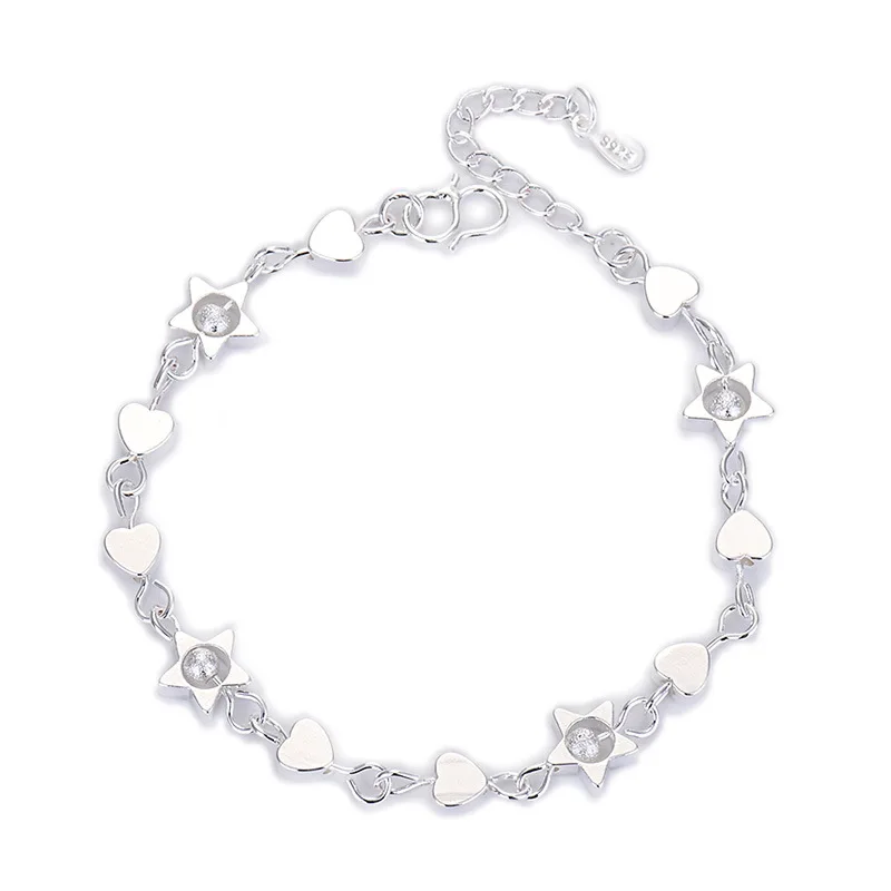 

Fashion 925 Stamp Silver Color Bracelet Style Link Star Heart Crystal Womens Simple Fine Party Chain Bangle Wedding Jewelry
