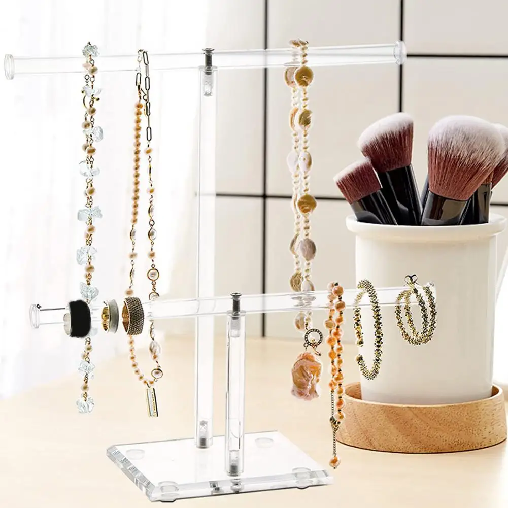

Jewelry Display Holder Transparent Dual T-shape Acrylic Necklace Ring Bracelet Organizer Stand Jewelry Store Supplies