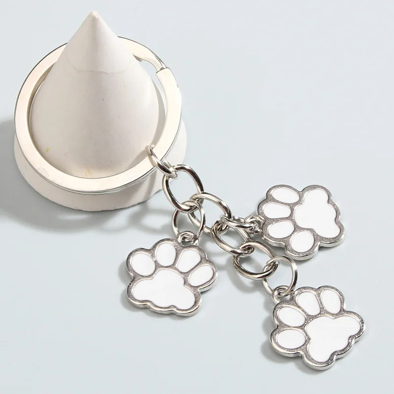 1Pcs Enamel Keychain Cat Dog Paw Key Ring Footprints Key Chains DIY Women Men Handbag Accessories Handmade Jewelry Gifts