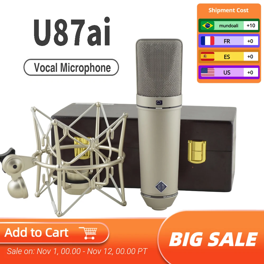 

Microphone Set U87AI Professional Vocals Wire Large-Diaphragm Condenser Supercardioid Studio Microphone TOP Recording MIC U87