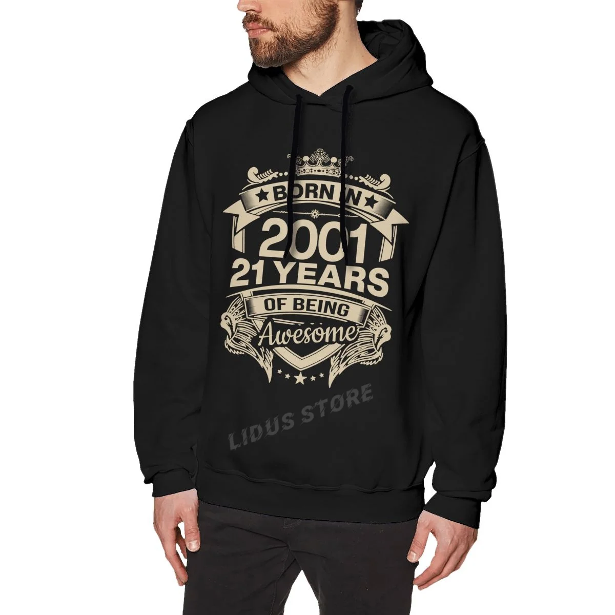 

Худи хлопковое в стиле Харадзюку, с надписью «Born In 2001»