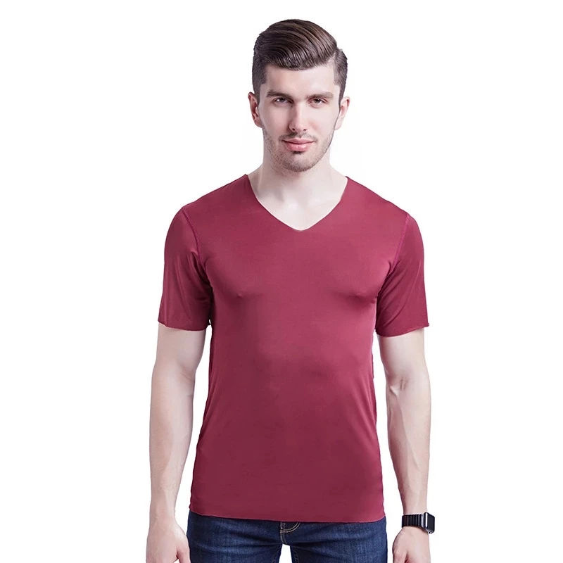 

Новинка 2023, Мужская футболка, Спортивная эластичная белая мужская футболка с короткими рукавами и V-образным вырезом