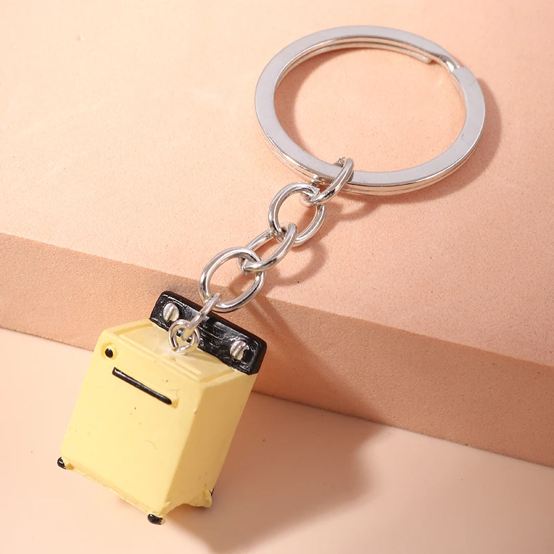Funny Wash Machine Keychain for Car Key Children Toy Key Chains Women Men Handbag Pendants DIY Handmade Jewelry Accessories
