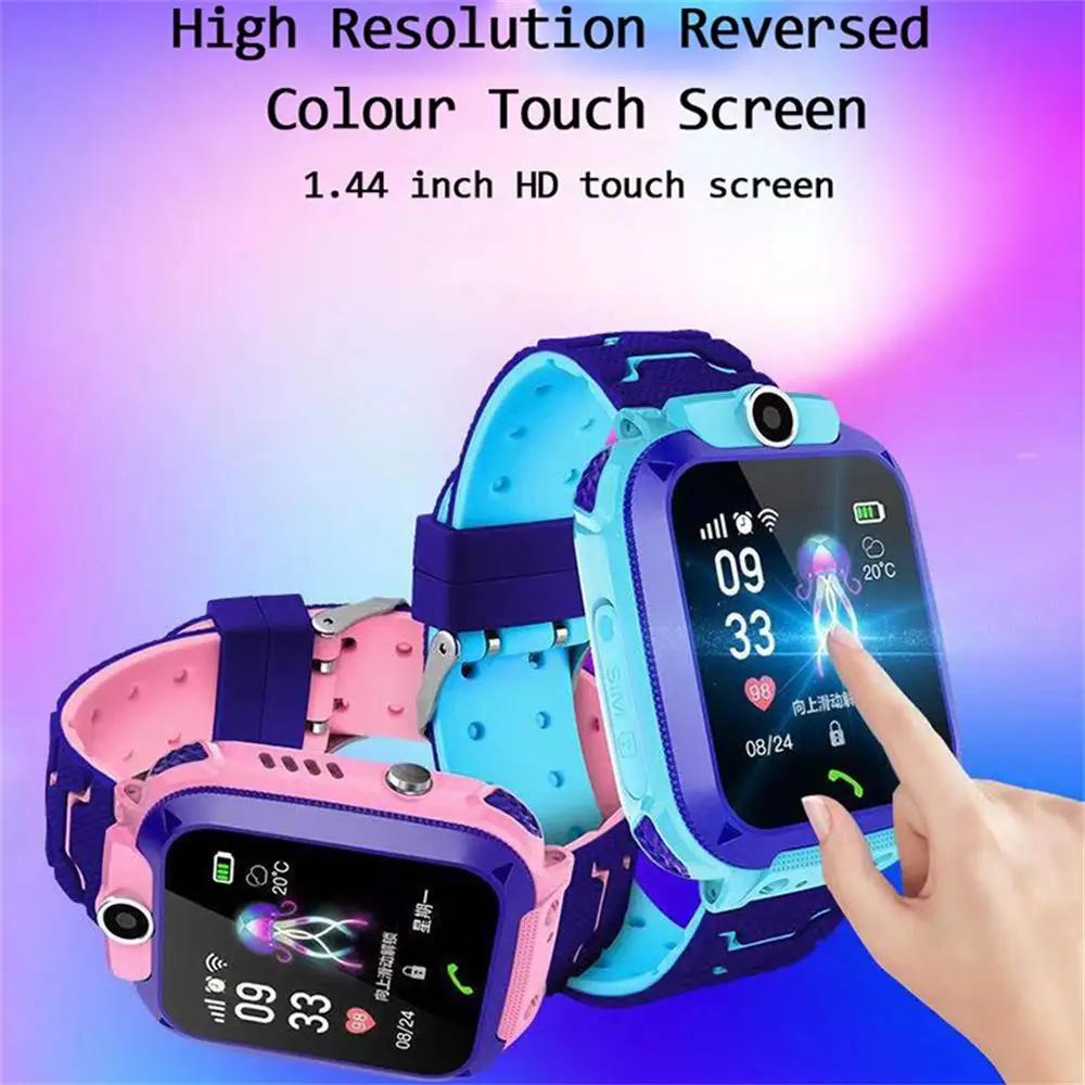 q12 childrens smart watch sos phone watch smartwatch for kids with sim card photo waterproof ip67 kids gift for ios android z5s free global shipping