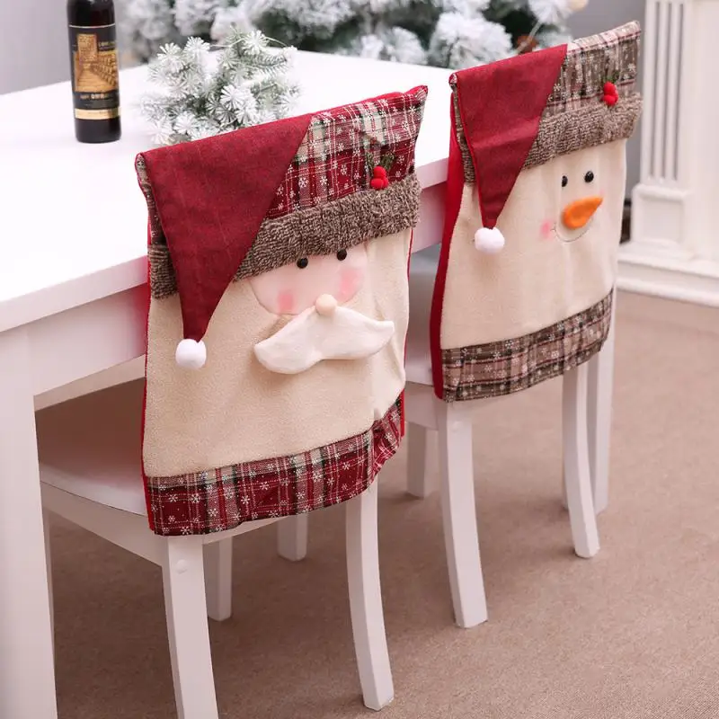 

1PC Christmas Cartoon Chair Cover High Quality Printed Non-woven Fabric 51*48cm Chair Back Cover Home Decoration Products