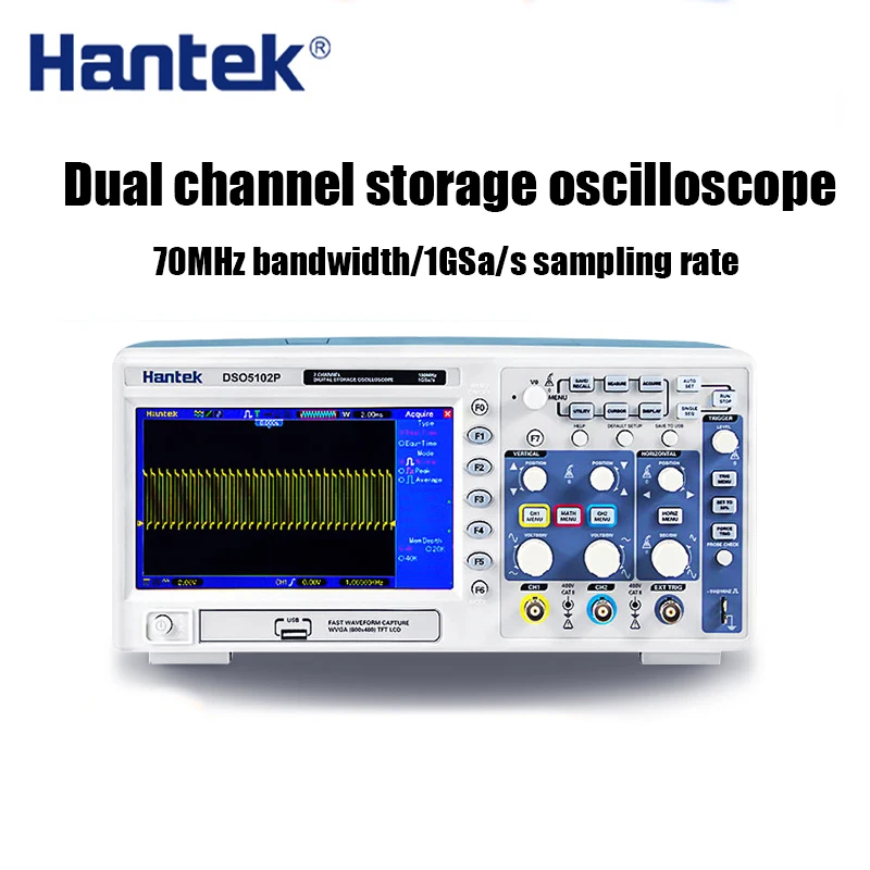 

Digital Oscilloscope Hantek DSO5102P Portable 100MHz 2Channels 1GSa/s Record Length 40K USB Osciloscopio Handheld Oscilloscopes