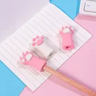 3 шт.компл. ластики с милыми кошачьими лапками, кепка для карандашей, художественные принадлежности, принадлежности для рисования, экзамена, резиновые корректирующие наушники, ручка, Топпер, школьные принадлежности