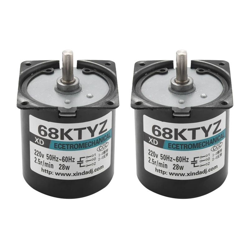 

2Pcs 68Ktyz Mini Gear Motor Ac 220V 28W 2.5R/Min Large Torque Permanent Magnet Synchronous Gear Motor