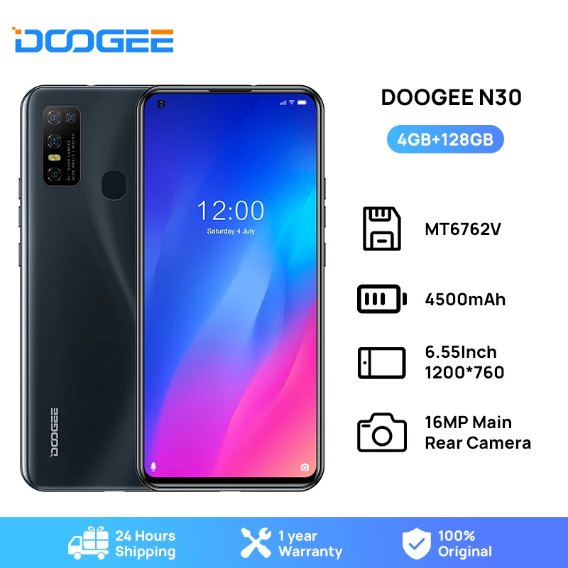 

DOOGEE N30 Full Netcom 6.55"inch Quad Camera 128GB ROM Octa Core Global Version Cellphone 4500mAh Large Battery Android 10 OS