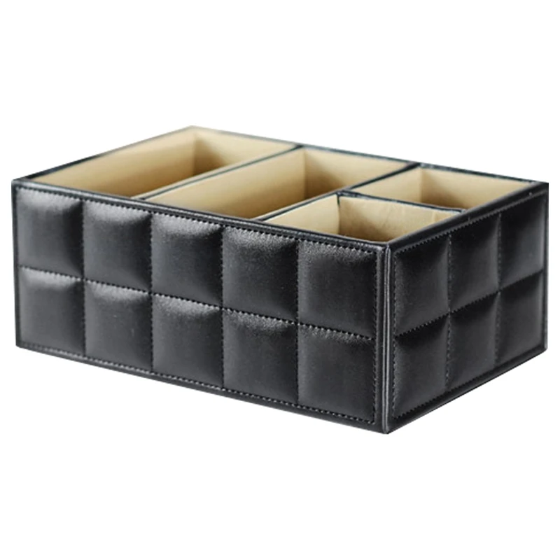 

Promotion! High Quality Luxury PU Leather Storage Box Cosmetic Remote Control Phone Holder Home Office Makeup Organizer WF
