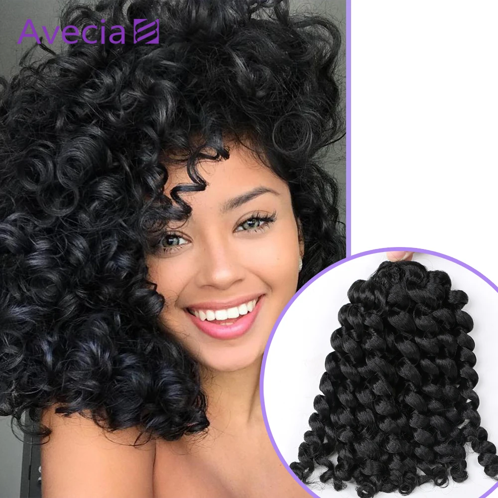 

AVECIA Wand Curl Synthetic Crochet Hair Bounce Curly Hair Extension 10 Inch Organic Hair African Braids Ombre Braiding Wig