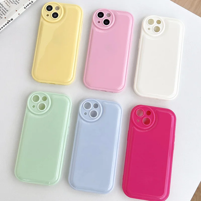 

Cute Macaron Color Airbag Shockproof Cover for iPhone 13 12mini 11 Pro Max XS XR 6 6S 7 8 Plus SE3 2 Fashion Soft Silicone Case