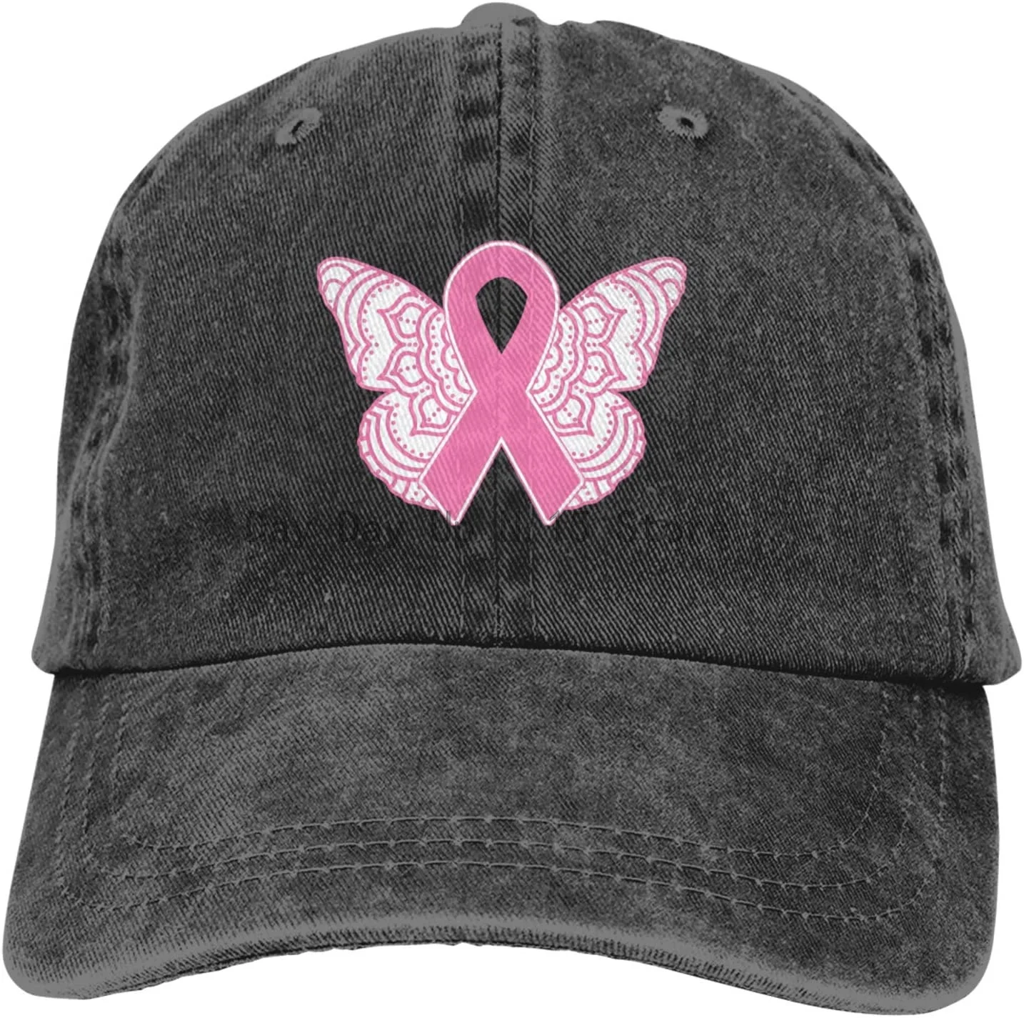

Breast Cancer Awareness Ribbon Butterfly Unisex Cowboy Hat, Adjustable Truck Driver's Cap, Casual Baseball Hat