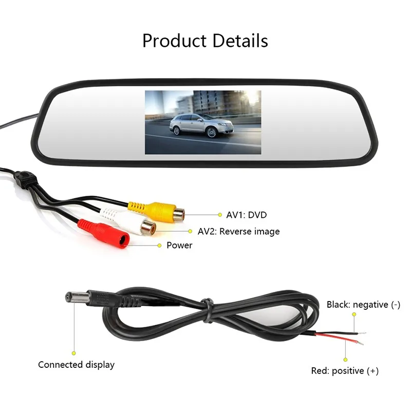 Автомобильное зеркало заднего вида HD монитор 4 3 дюйма CCD видео Система помощи при