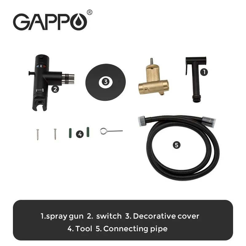 Gappo hygienic shower black with thermostat built-in mixer thermostatic bidet faucet g7290-6 tap rainfall kitchen bath - купить по