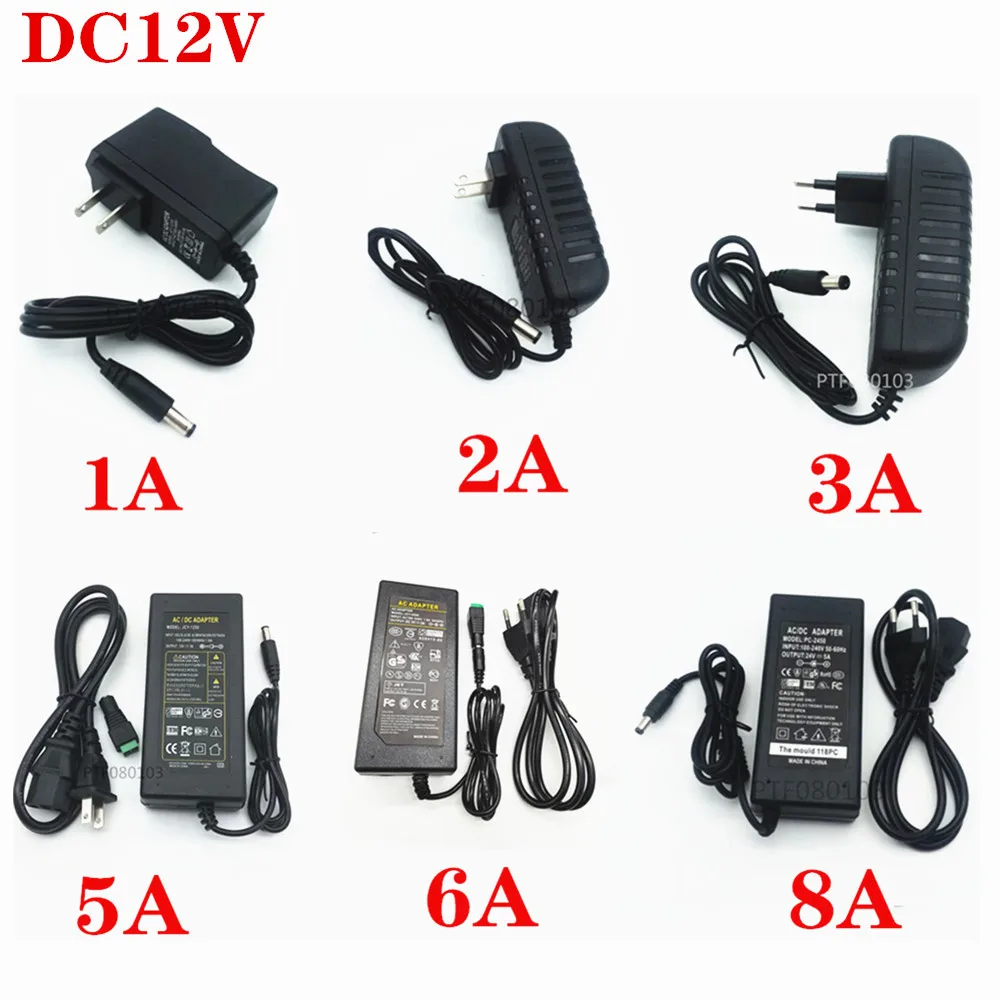 

5V 12V 24V AC 100/240V To DC LED Power Supply 1A 2A 3A 5A 6A 8A 10A Lighting Transformer For LED Strip CCTV Camera Security