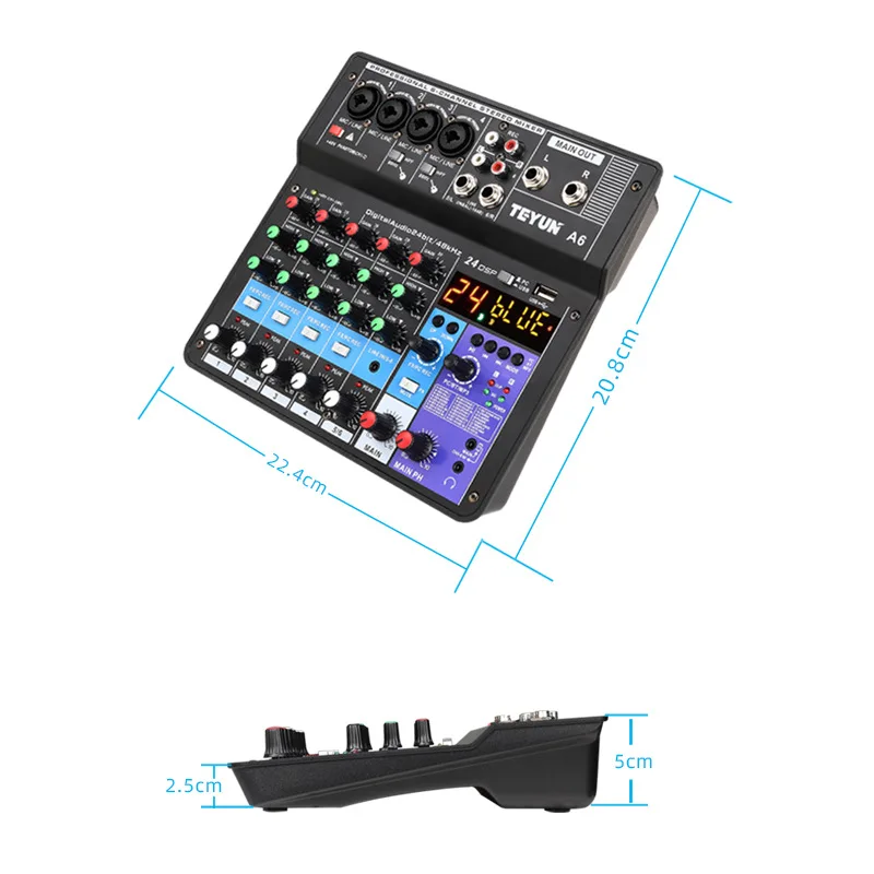 TEYUN Dj Controller Mixer Sound 6 - Way Audio Pro Equipment Mixing Console Professional Portable Video Consumer Electronics |