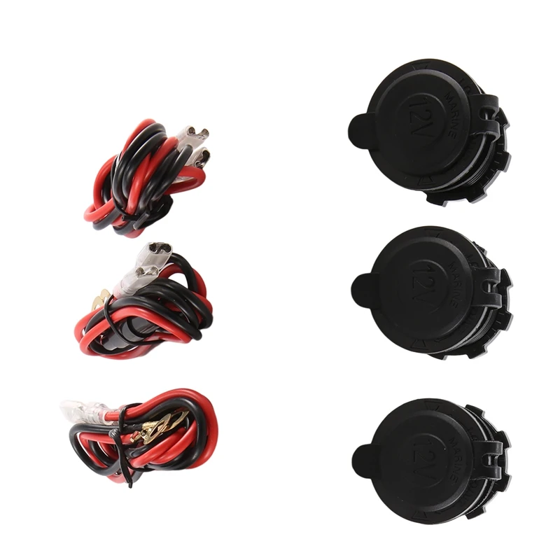 

3Pcs Car Cigarette- Lighter Socket Cigarette- Lighter Adapter 12V Power Waterproof Socket For Marine ATV RV Motorcycle