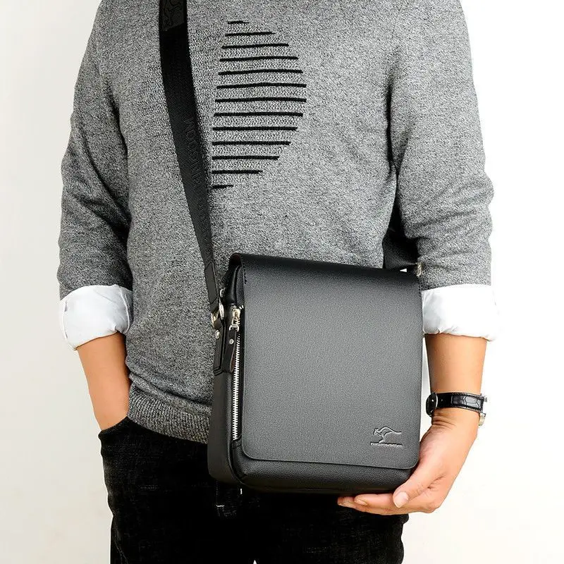 New Business Men's Shoulder Bag Genuine Leather Crossbody Bag Retro Hanging Bag PU Leather Large Capacity Fashion Crossbody Bag