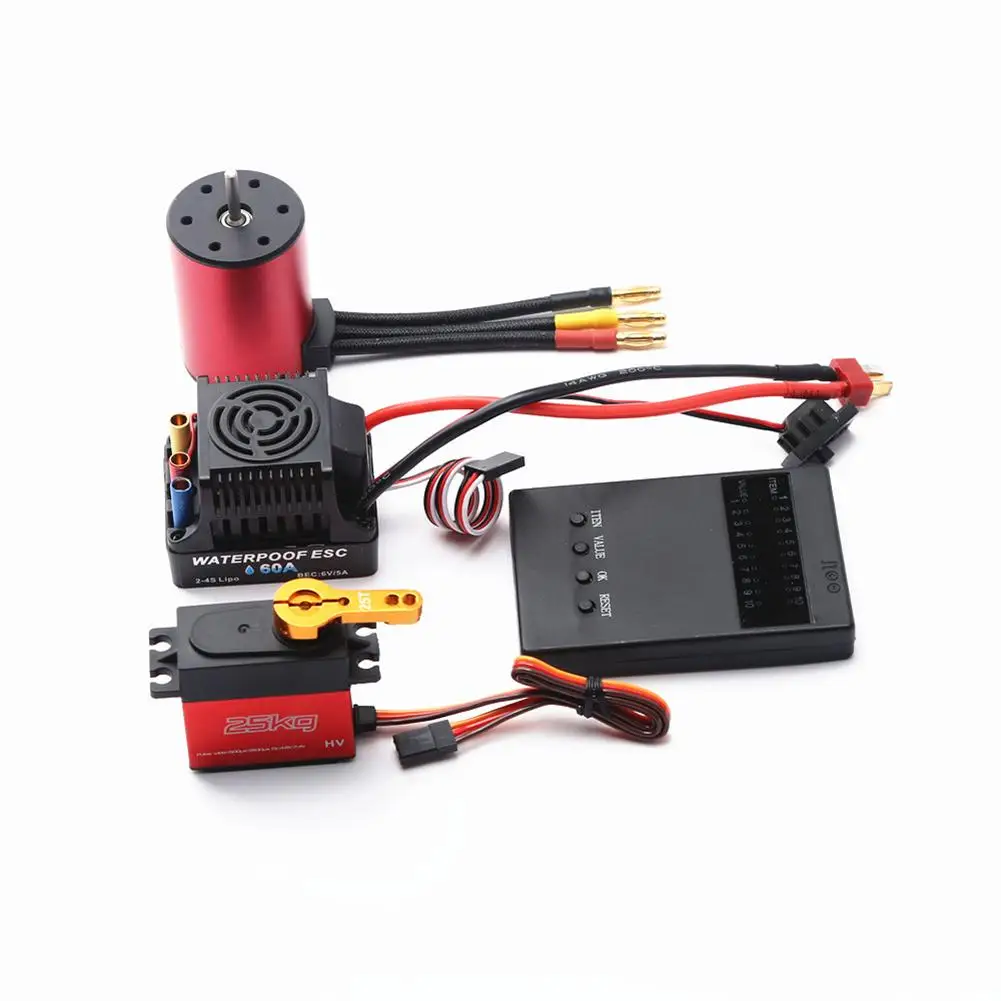 

3650 Brushless S3650 Motor Waterproof 2300kv/3100kv/4300kv/5200kv With 60a Esc With 25kg Digital Servo Programmer Combo