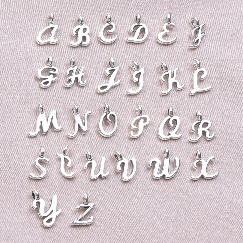 

26pcs Mix English Letter Alphabet Tibetan Silver Alloy Pendant Charms For Women/Men Jewelry Making Necklace Bracelets Materials
