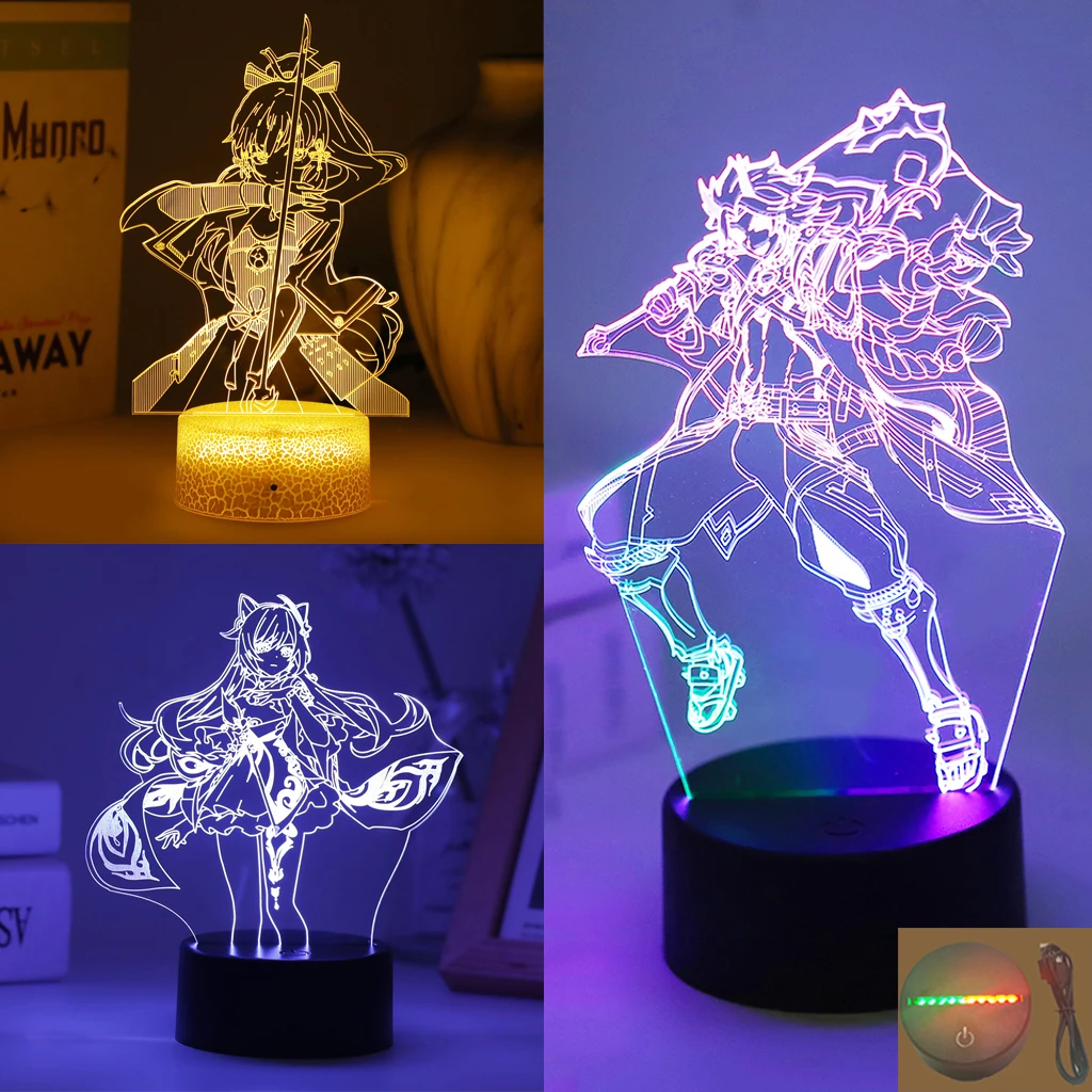 

3D лампа Genshin Impact Arataki МОТД аниме двухцветный СВЕТОДИОДНЫЙ Ночник для детской спальни Декор Рождественский подарок на день рождения Yelan Yae Miko