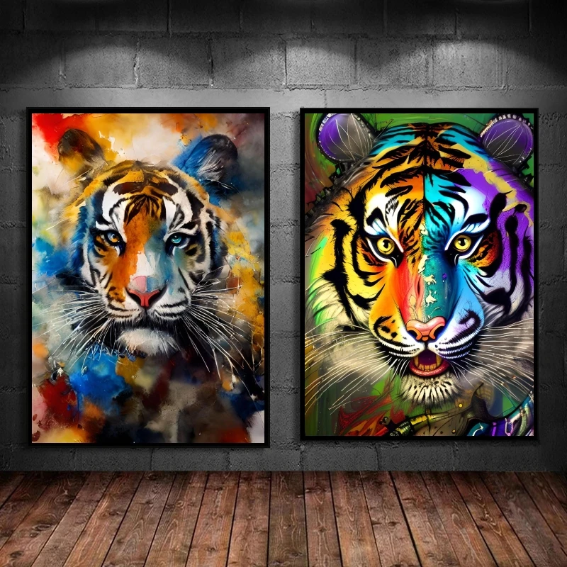 

Canvas Posters Tiger Animal painted Hanging Living Room Gift Art Birthday Gifts Wall Stickers Modular Painting