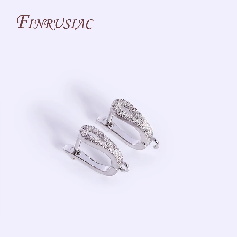 

Handmade DIY Jewelry Findings Accessories,Rhodium Plated Inlaid Zircon Earrings Hooks Lever Back Earrings Making Components