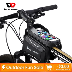 west biking pu rainproof cycling bag top front tube bag mtb mountain bike frame basket 6 2 inch phone touchscreen bicycle bags free global shipping