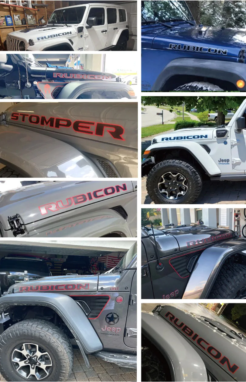 Пара светоотражающих матовых боковых наклеек на капот двигателя с надписью