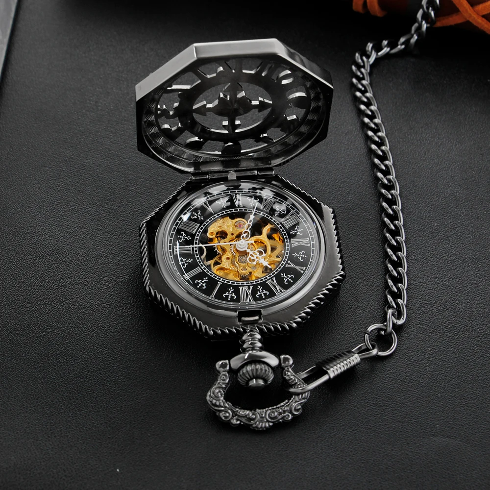 Cat Head Irregular Design Mechanical Pocket Watch High Quality Unisex Necklace Pendant Jewelry Gifts for Men and Women PJX1270
