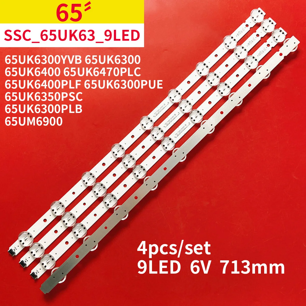 4Pcs/1Set LED Backlight Strip 9 Lamps for LG 65"TV 65UK6300YVB 65UK6300 65UK6400 65UK6470PLC 65UK6400PLF 65UK6300PUE 65UK6350PSC