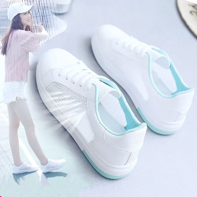 

New Fashion Women Shoes Comfortable Light Breathable Mesh White Flats Shoes Outdoor Walking Shoes Casual Shoes Female Sneakers