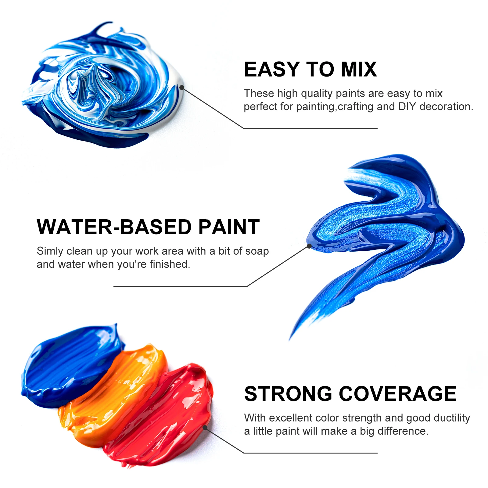 Locsyuve Acrylic Paint 12/24 Colors 12ml Tube Acrylic Paint Set, Paint for Fabric, Clothing, Painting, Rich Pigments for Artists