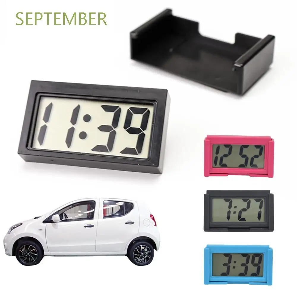

SEPTEMBER Self-adhesive Digital Clock Dashboard Mini Calendar Portable LCD Screen Electronic Car Interior Table Clock/Multicolor