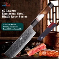 findking knife new black rose series resin rose pattern aus 10 67 layers damascus steel kitchen nakiri santoku chef knife