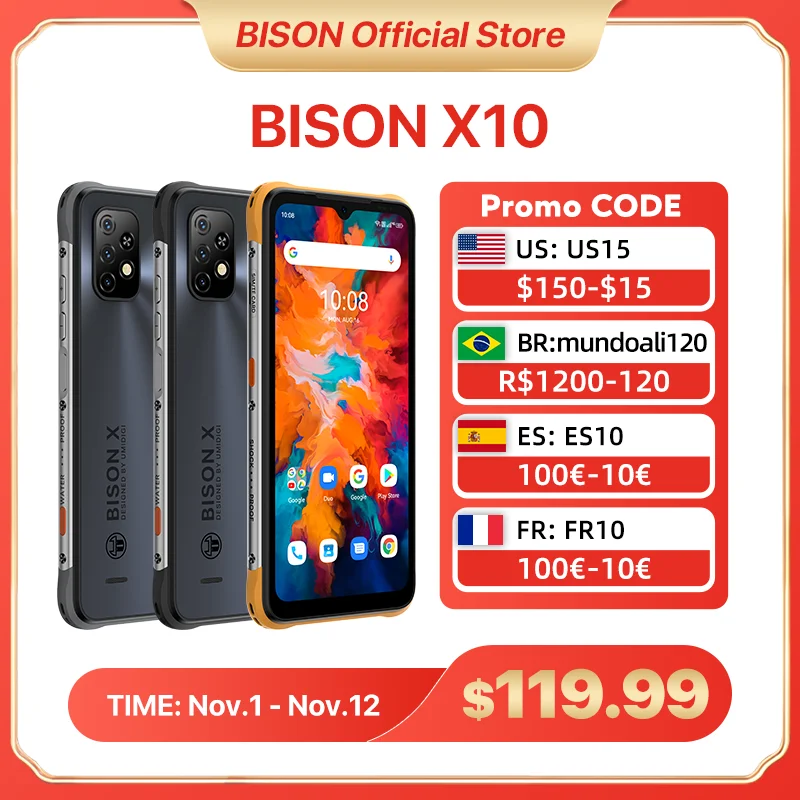 Ceny UMIDIGI BISON X10 IP68 I IP69K Wersja Globalna Smartphone NFC 4GB 64GB Helio P60 Octa Core 6.53