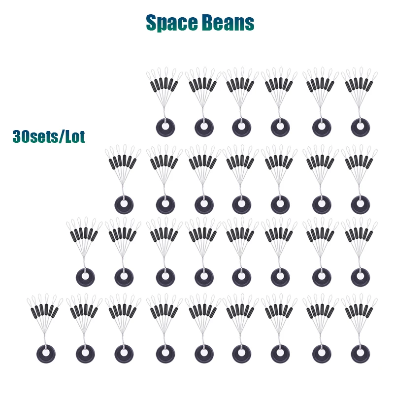 

30Group(180pcs Beans)/Lot Silicone Space Bean S M L Professional Fishing Float Anti-Strand Fishing Line Stopper (No Battery))