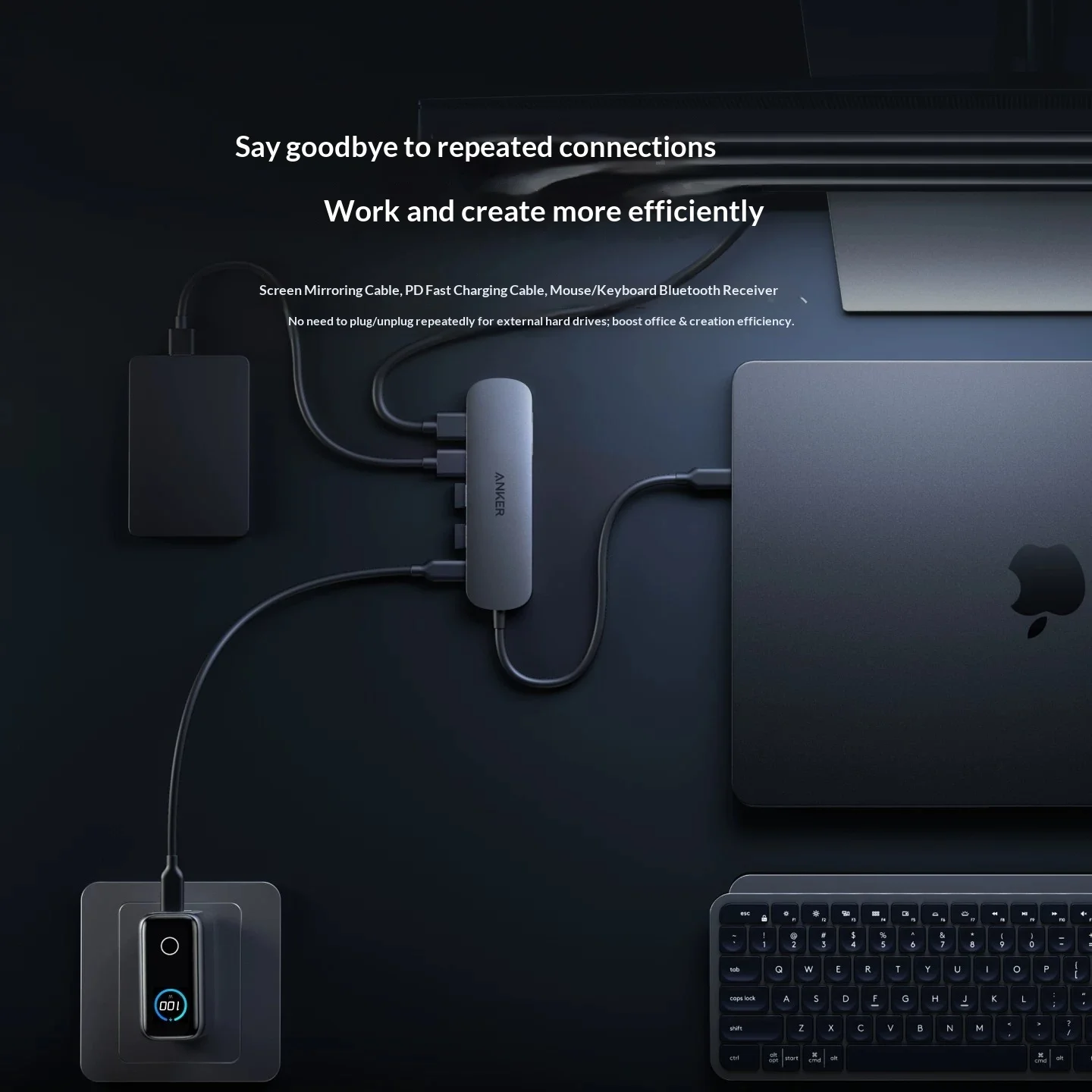 Многопортовый USB-C хаб Anker 5-в-1 с поддержкой Power Delivery, адаптер-удлинитель, док-станция с несколькими интерфейсами для ноутбуков, ПК и USB-накопителей (art.: 3920dbc15dfcf) - 3920dbc15dfcf