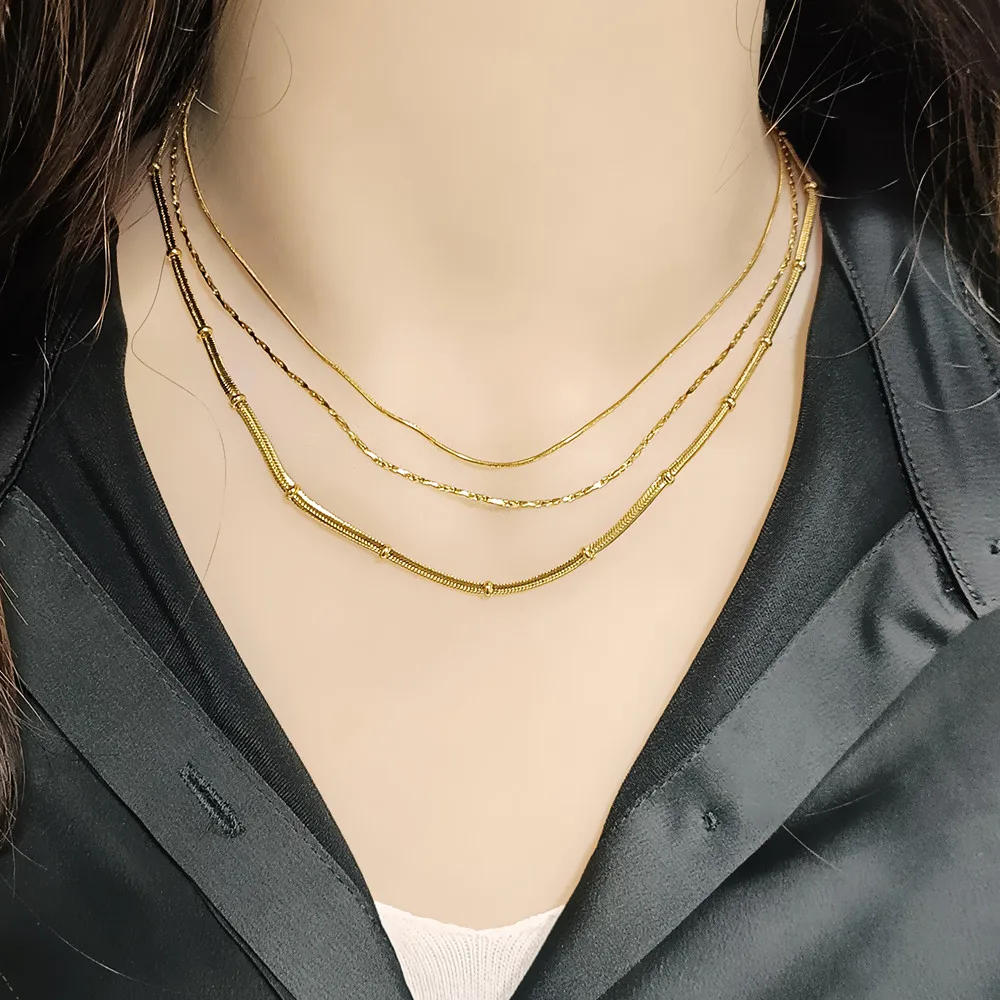 Ожерелье из нержавеющей стали золотого цвета толстая цепочка до ключиц чокер