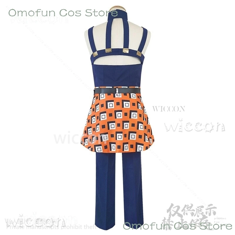 Аниме Joj Adventuree Косплей Костюм Ghirga Narancia Топ Брюки Фартук Полный комплект Костюмы