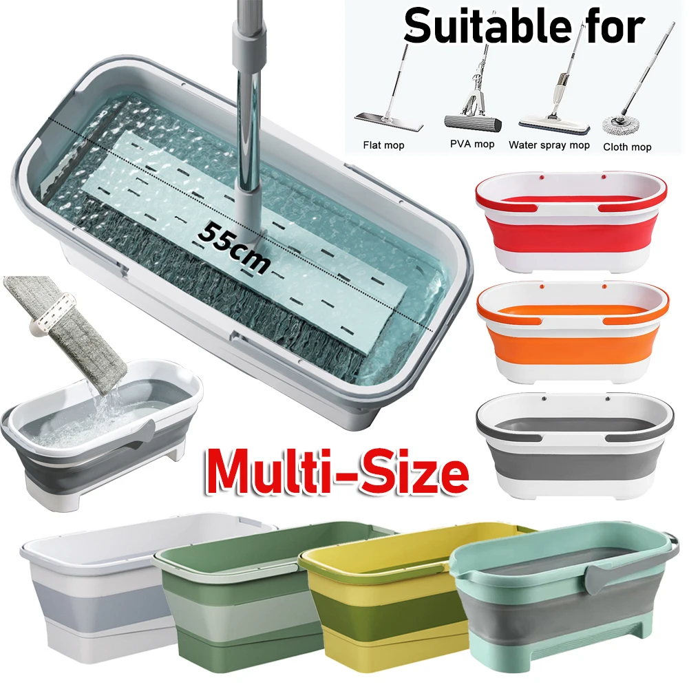 

Foldable Mop Bucket Laundry Barrel Rectangular Large Washing Basin Space-Saving Reusable Household Cleaning Bathroom Accessory