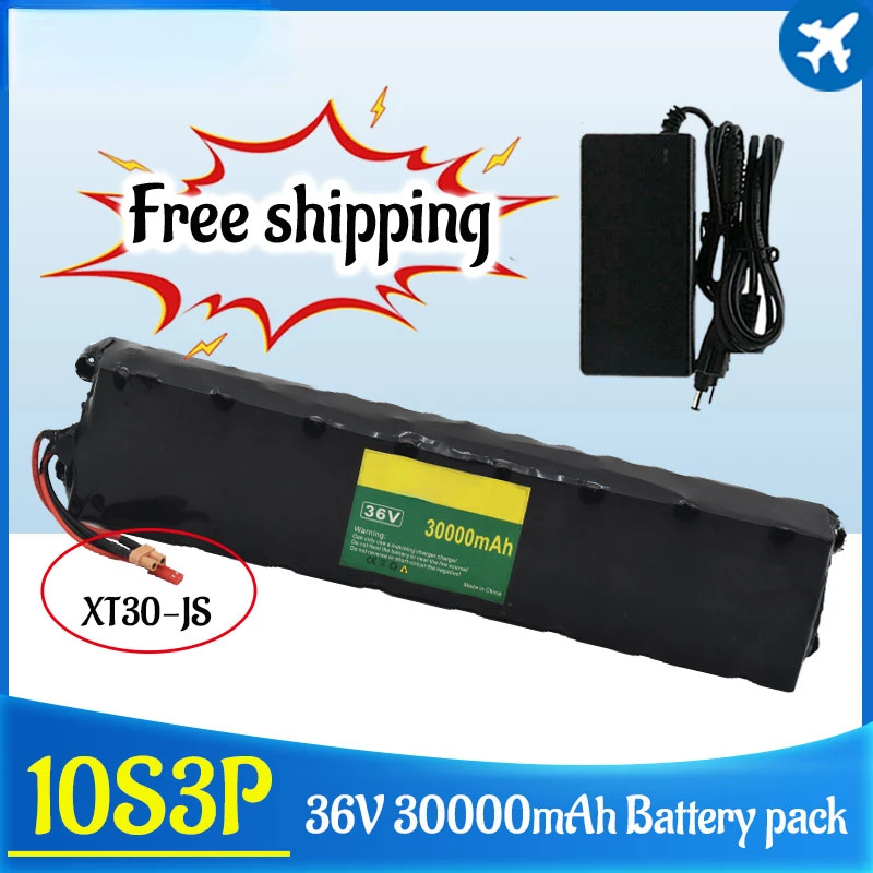 

36V 30Ah 10S3P rechargeable lithium battery pack with BMS,suitable for modified scooter electric vehicle battery XT30-JS+charger