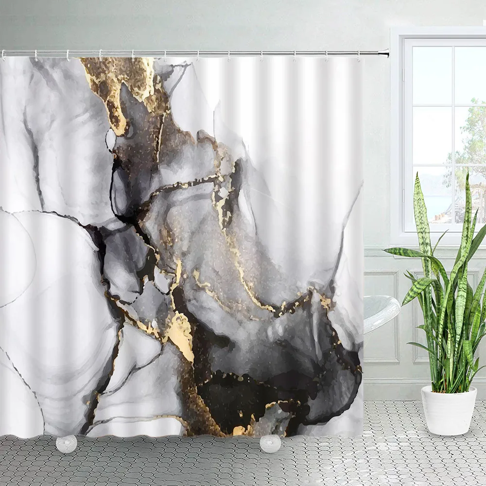 Мраморная занавеска для душа s креативный дизайн черная серая Геометрическая