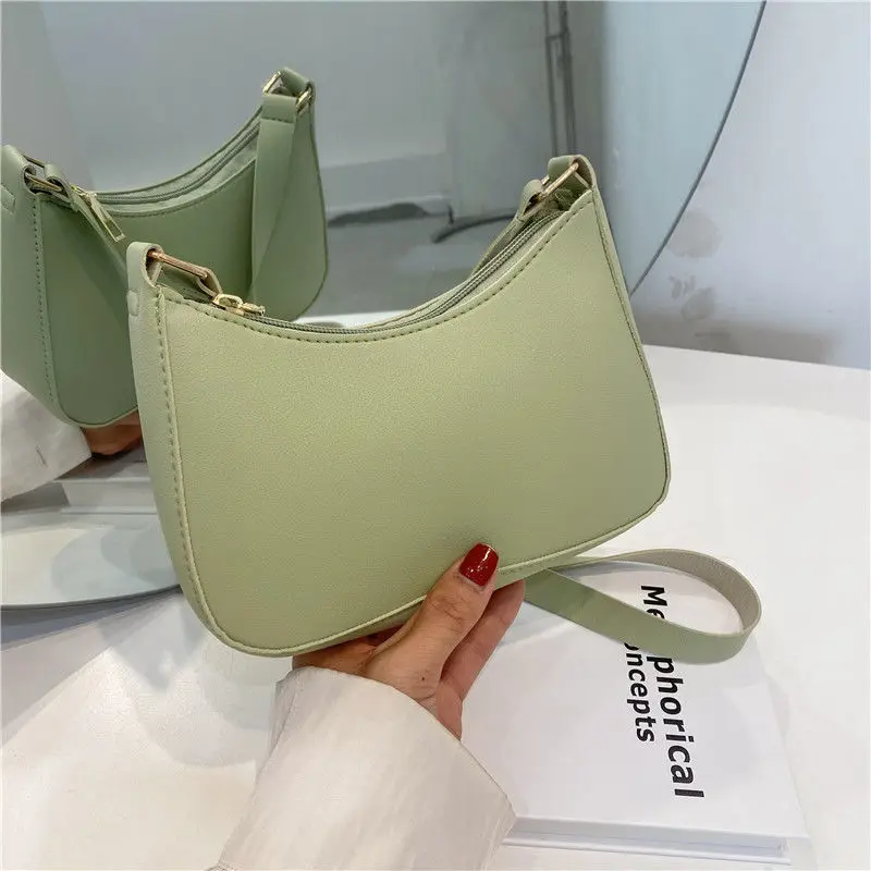 

Retro Women's Bags Solid Color PU Leather Underarm Bag Versatile Single Shoulder Bags for Women Armpit Bags